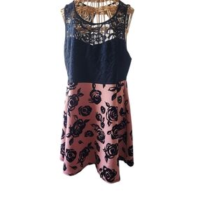 Party Dress Black Lace Velvet Burnout Fit & Flare
